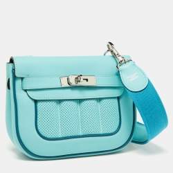 Pre Owned Hermes Blue Atoll/Colvert Swift Leather Berline 21 Bag