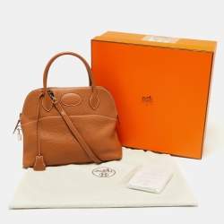 Hermes Gold Taurillon Clemence Leather Bolide 31 Bag