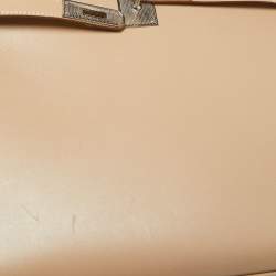 Pre Owned Hermes Argile Tadelakt Leather Guilloche Kelly Sellier 32 Bag