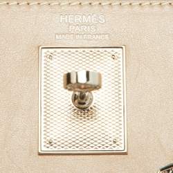 Pre Owned Hermes Argile Tadelakt Leather Guilloche Kelly Sellier 32 Bag