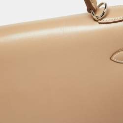 Pre Owned Hermes Argile Tadelakt Leather Guilloche Kelly Sellier 32 Bag