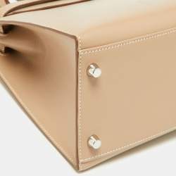 Pre Owned Hermes Argile Tadelakt Leather Guilloche Kelly Sellier 32 Bag