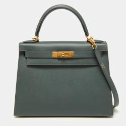 Hermès Vert Amande Epsom Leather Gold Finish Kelly Sellier 28 Bag