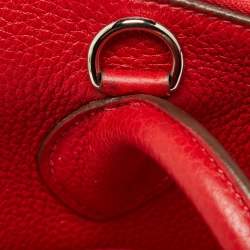 Pre Owned Hermes Rouge Casaque Taurillon Clemence Leather Bolide Bolide 35 Bag