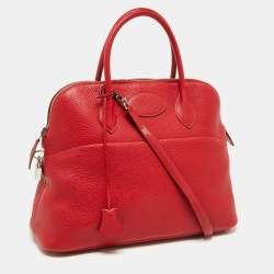 Pre Owned Hermes Rouge Casaque Taurillon Clemence Leather Bolide Bolide 35 Bag
