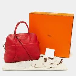 Pre Owned Hermes Rouge Casaque Taurillon Clemence Leather Bolide Bolide 35 Bag