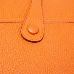 Pre Owned Hermes Orange Togo Leather Evelyne III PM Bag