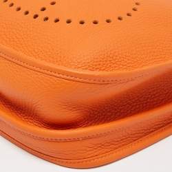 Pre Owned Hermes Orange Togo Leather Evelyne III PM Bag