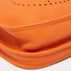 Pre Owned Hermes Orange Togo Leather Evelyne III PM Bag