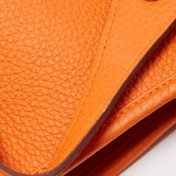 Pre Owned Hermes Orange Togo Leather Evelyne III PM Bag