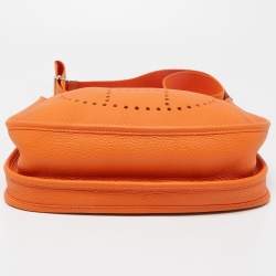 Pre Owned Hermes Orange Togo Leather Evelyne III PM Bag
