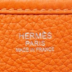 Pre Owned Hermes Orange Togo Leather Evelyne III PM Bag