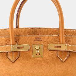 Pre Owned Hermes Birkin 40 hand bag Ardennes natural C mark gold metal fittings
