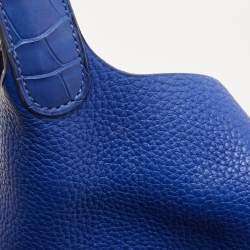 Hermes Bleu Electrique Taurillon Clemence Leather and Alligator Touch Picotin Lock 22 Bag