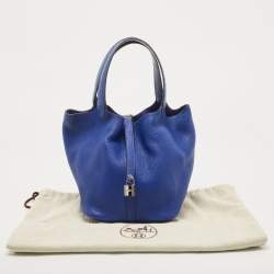 Hermes Bleu Electrique Taurillon Clemence Leather and Alligator Touch Picotin Lock 22 Bag