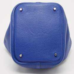 Hermes Bleu Electrique Taurillon Clemence Leather and Alligator Touch Picotin Lock 22 Bag