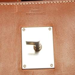 Pre Owned Hermes Gris Moyen/Fauve Wool and Barenia Leather Palladium Finish HAC Birkin 40 Bag