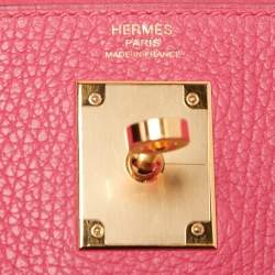 Hermes Rose Extreme Taurillon Clemence Leather Gold Finish Kelly Retourne 28 Bag