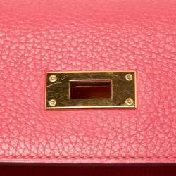 Hermes Rose Extreme Taurillon Clemence Leather Gold Finish Kelly Retourne 28 Bag