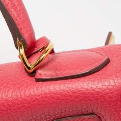 Hermes Rose Extreme Taurillon Clemence Leather Gold Finish Kelly Retourne 28 Bag