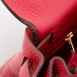Hermes Rose Extreme Taurillon Clemence Leather Gold Finish Kelly Retourne 28 Bag