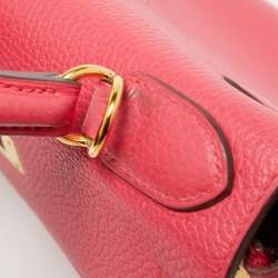 Hermes Rose Extreme Taurillon Clemence Leather Gold Finish Kelly Retourne 28 Bag