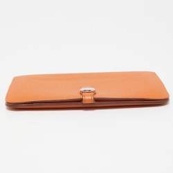 Pre Owned Hermes Orange Togo Leather Dogon Duo Wallet