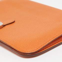 Pre Owned Hermes Orange Togo Leather Dogon Duo Wallet