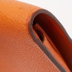 Pre Owned Hermes Orange Togo Leather Dogon Duo Wallet