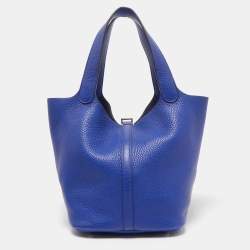 Hermes Bleu Electrique Taurillon Clemence Leather Picotin Lock 22 Bag