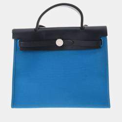 Herbag cloth handbag Hermès Burgundy in Cloth - 19438595