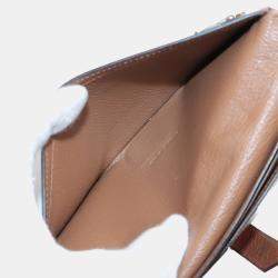 Pre Owned Hermes Bearn Ostrich Wallet Brown Silver Metal fittings