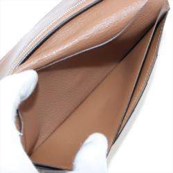 Pre Owned Hermes Bearn Ostrich Wallet Brown Silver Metal fittings