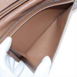 Pre Owned Hermes Bearn Ostrich Wallet Brown Silver Metal fittings