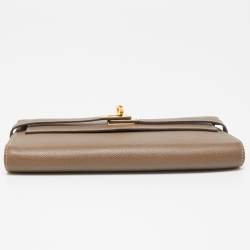 Hermes Taupe Epsom Leather Classic Kelly Wallet