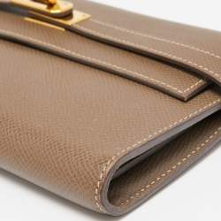 Hermes Taupe Epsom Leather Classic Kelly Wallet