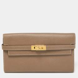 Hermes Taupe Epsom Leather Classic Kelly Wallet