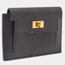 Hermes Black Epsom Leather Kelly Pocket Compact Wallet
