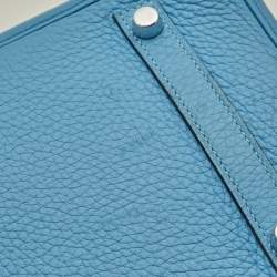 Hermes Celeste Taurillion Clemence Leather Palladium Finish Birkin 30 Bag