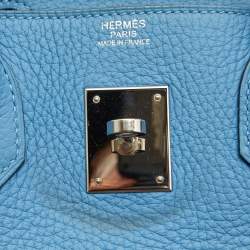 Hermes Celeste Taurillion Clemence Leather Palladium Finish Birkin 30 Bag
