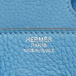 Hermes Celeste Taurillion Clemence Leather Palladium Finish Birkin 30 Bag