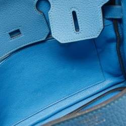 Hermes Celeste Taurillion Clemence Leather Palladium Finish Birkin 30 Bag