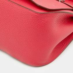 Hermès Rose Extreme Taurillon Clemence Leather Palladium Finish Jypsiere 28 Bag