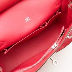 Hermès Rose Extreme Taurillon Clemence Leather Palladium Finish Jypsiere 28 Bag