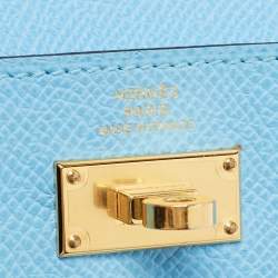 Hermes Celeste Epsom Leather Kelly Pocket Compact Wallet