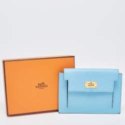 Hermes Celeste Epsom Leather Kelly Pocket Compact Wallet