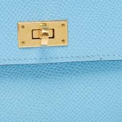 Hermes Celeste Epsom Leather Kelly Pocket Compact Wallet