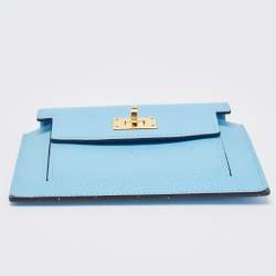 Hermes Celeste Epsom Leather Kelly Pocket Compact Wallet