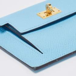 Hermes Celeste Epsom Leather Kelly Pocket Compact Wallet