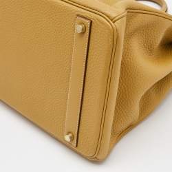 Hermes Curry Clemence Leather Gold Finish Birkin 40 Bag